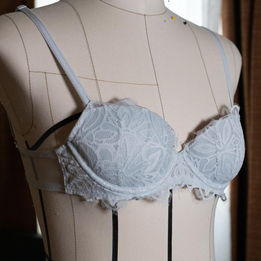 PINK Light Blue Lace Bra Size A